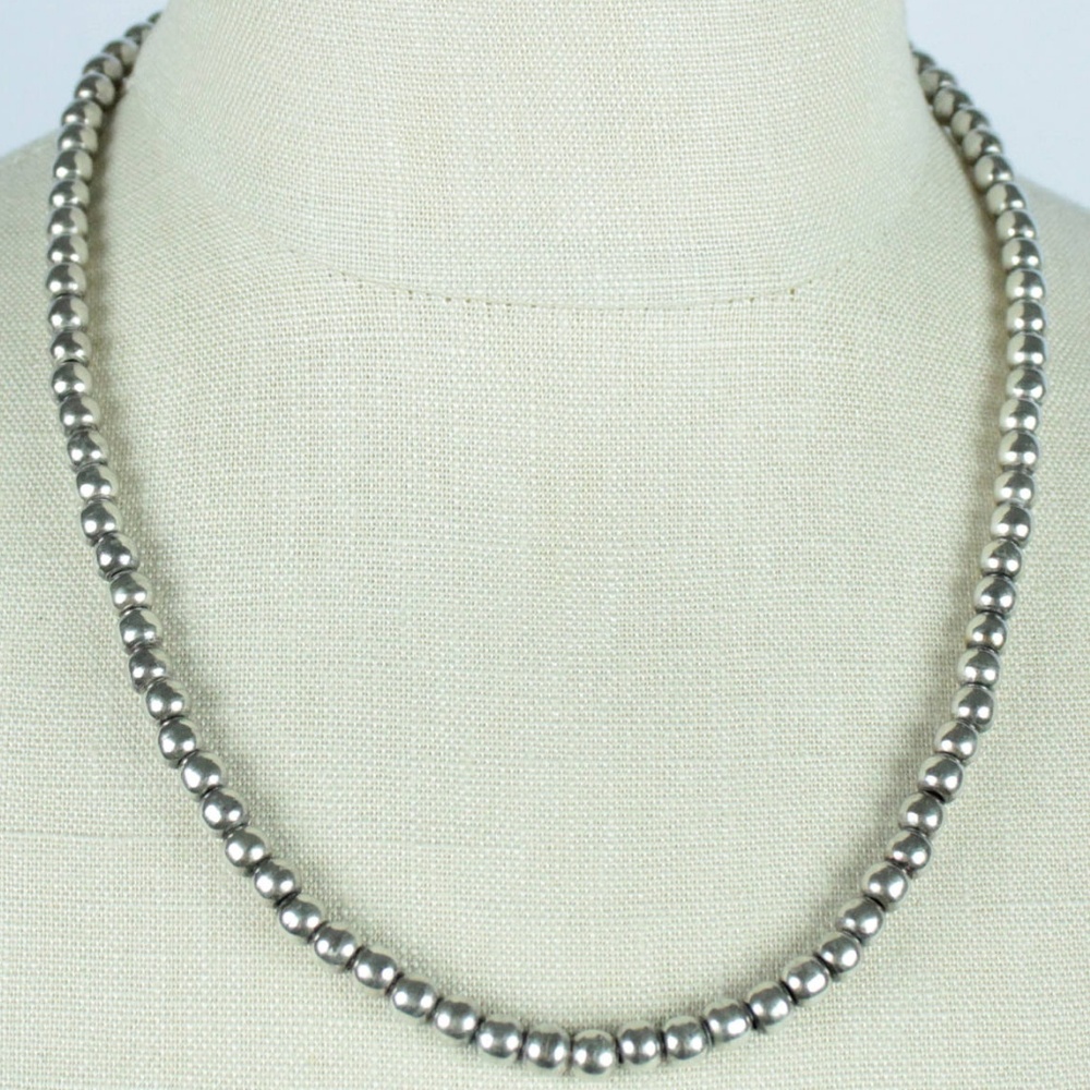 Mid Century Taxco Mexico Sterling Bead Necklace